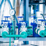 steel pipelines and cables in a plant,Industrial zone.