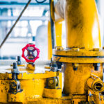 steel pipelines and cables in a plant,Industrial zone.